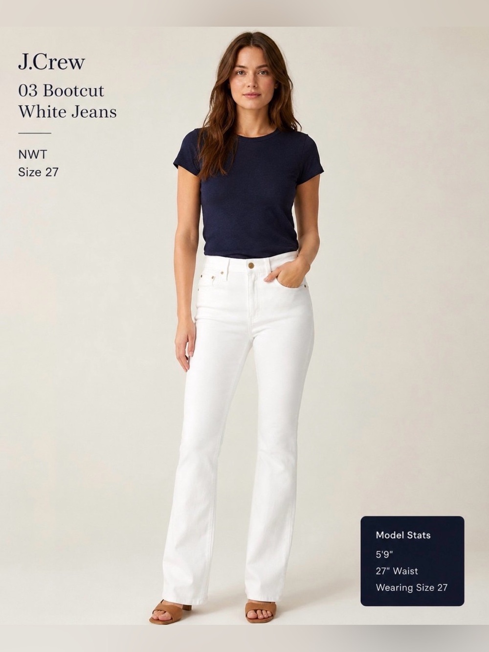 JCrew 03 Bootcut White Jeans Denim NWT Sz 27 J.Crew